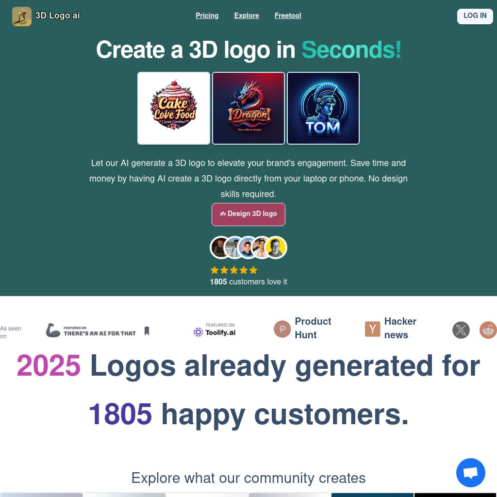 3D Logo AI: Create stunning 3D logos in seconds with 3D Logo AI's AI-powered logo generator
