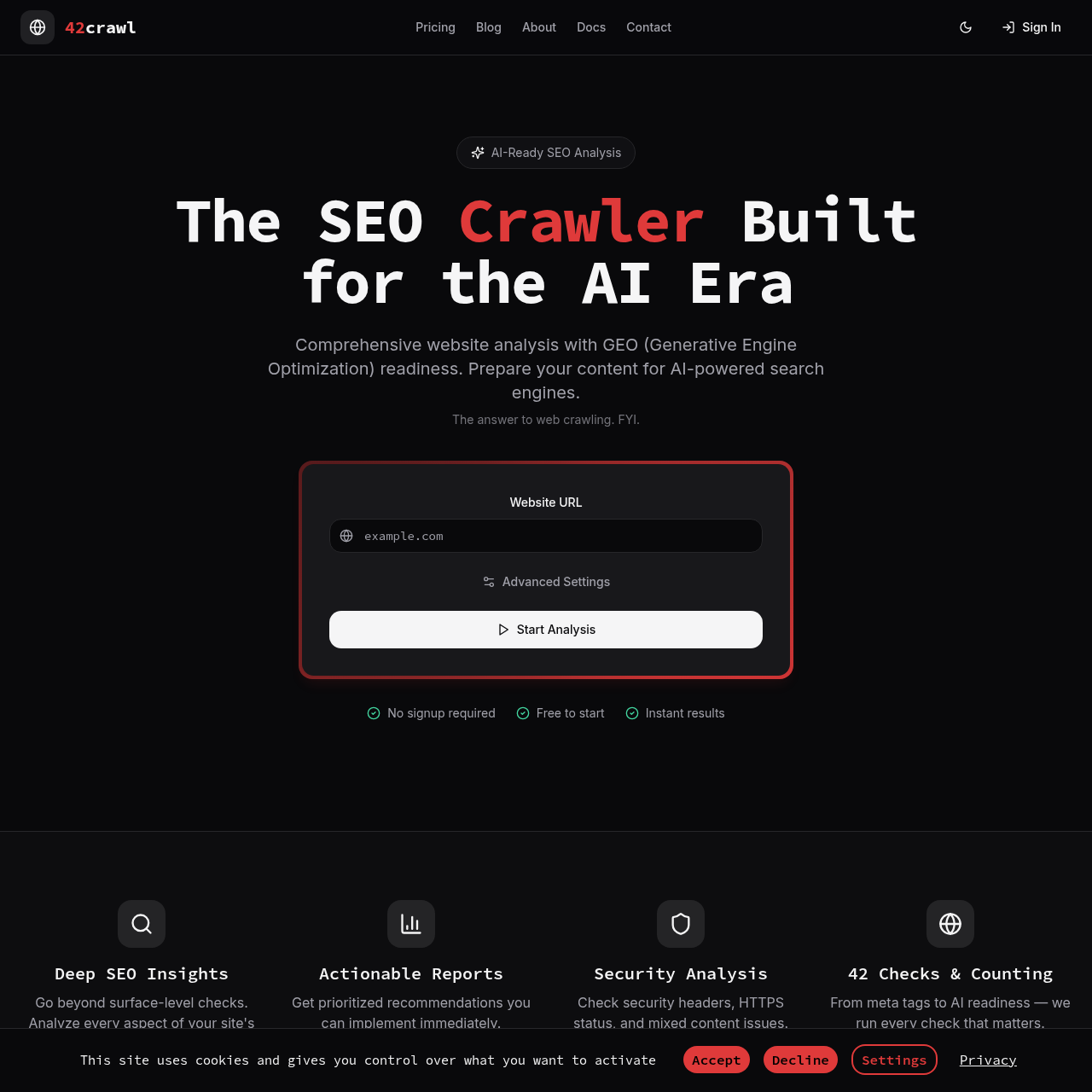 42crawl: The AI-Ready SEO Crawler for Comprehensive Website Analysis