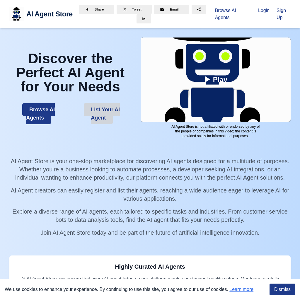 Your one-stop marketplace for discovering AI agents designed for a multitude of purposes.