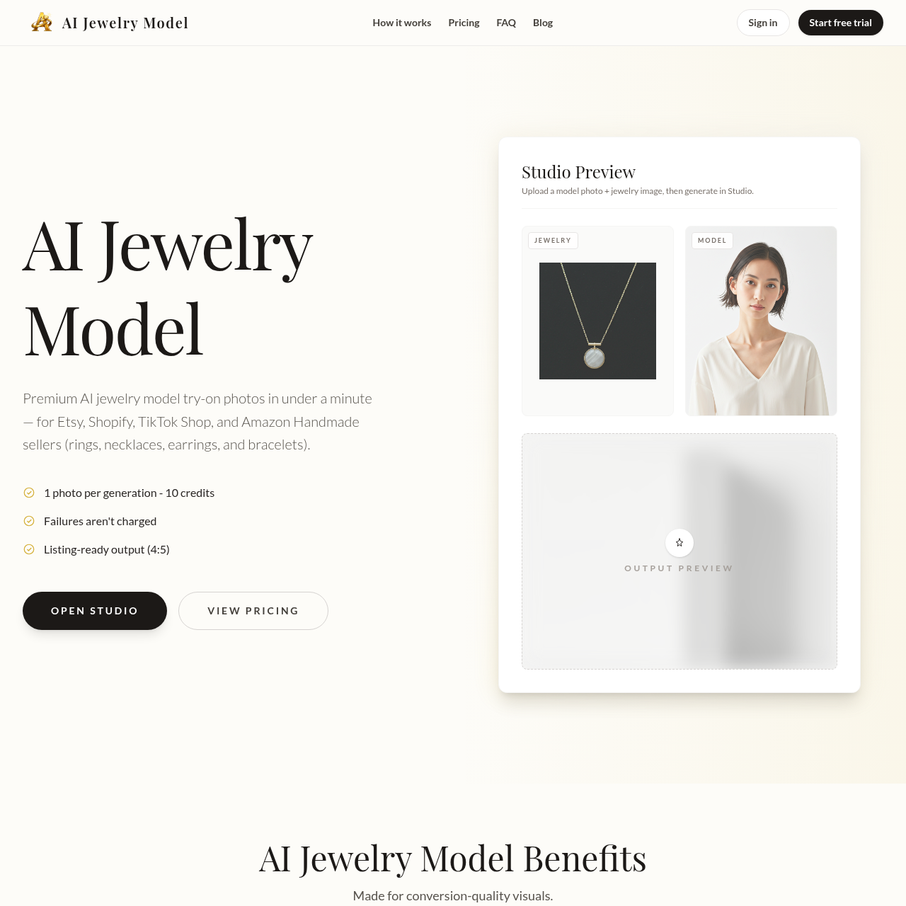 AI Jewelry Model: Instant AI Jewelry Photos for Etsy & Shopify: Rings, Necklaces, Earrings & More