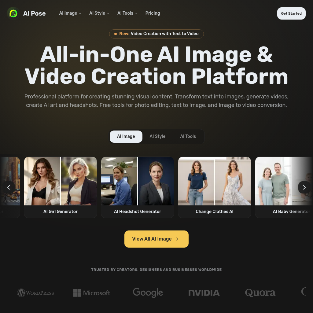 AI Pose: Transform your photos with AI. Create stunning AI images, videos, and art with our powerful AI tools.