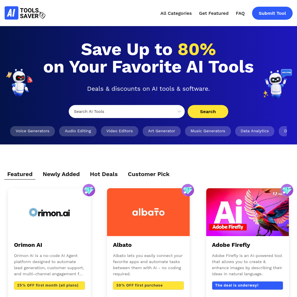 AI Tools Saver: Save Up to 80% on Your Favorite AI Tools