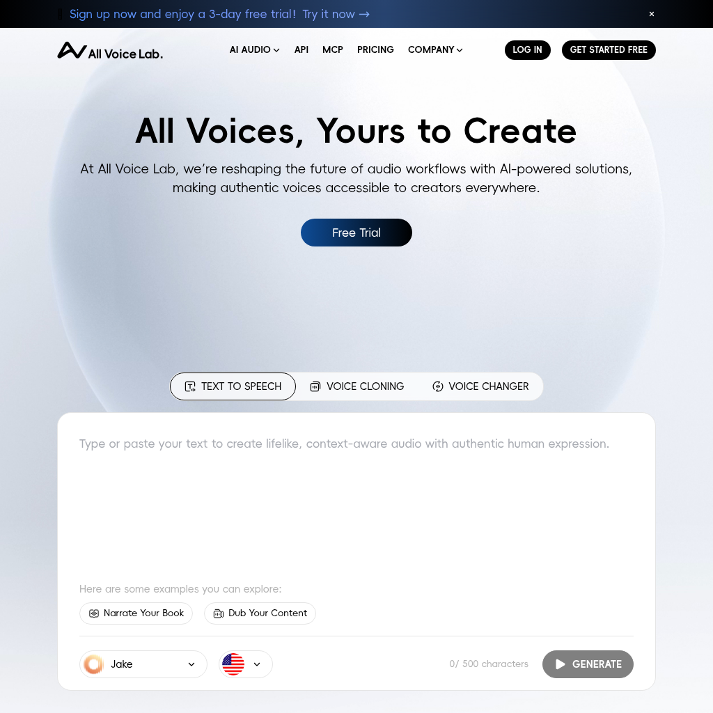 All Voice Lab: Unlock the Power of AI Voices: High Fidelity Voice Cloning & Text-to-Speech