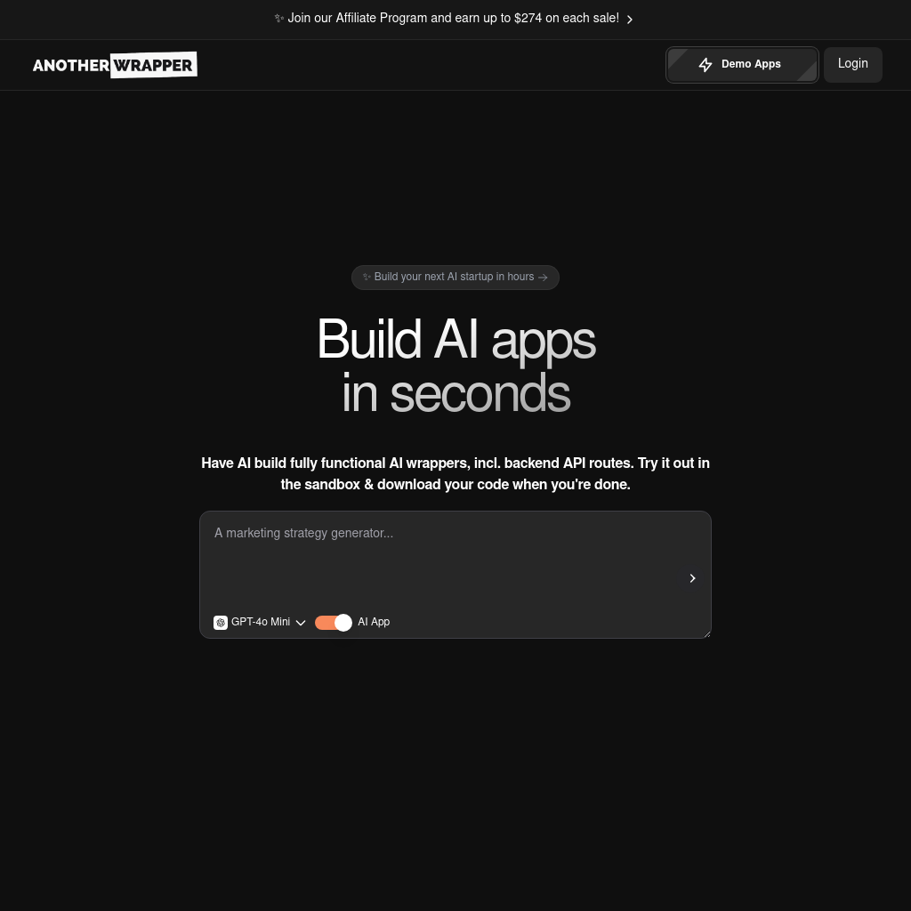 Build AI apps in seconds, no coding required!