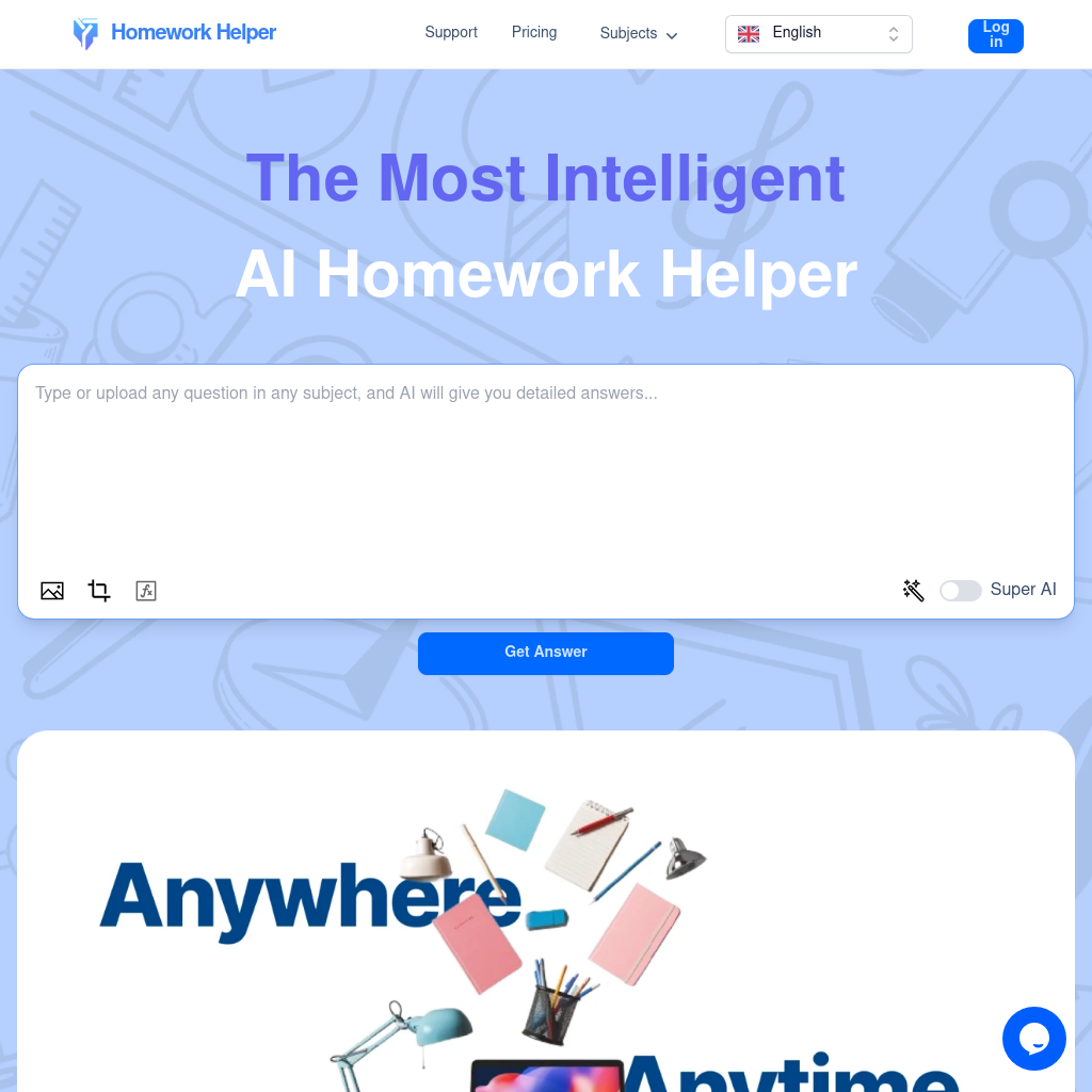 AI-powered homework helper for swift and accurate answers on any subject 📚