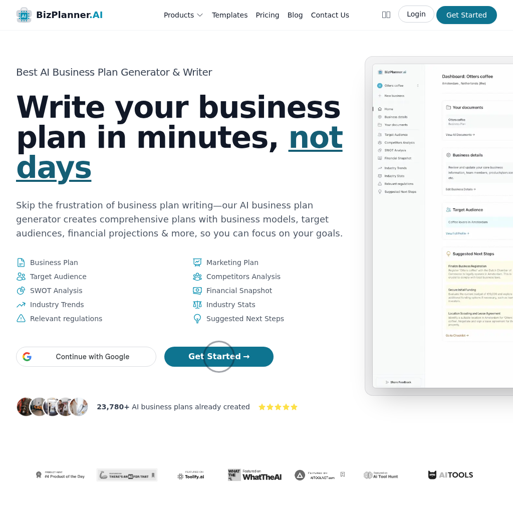 BizPlanner AI: Write your business plan in minutes, not days