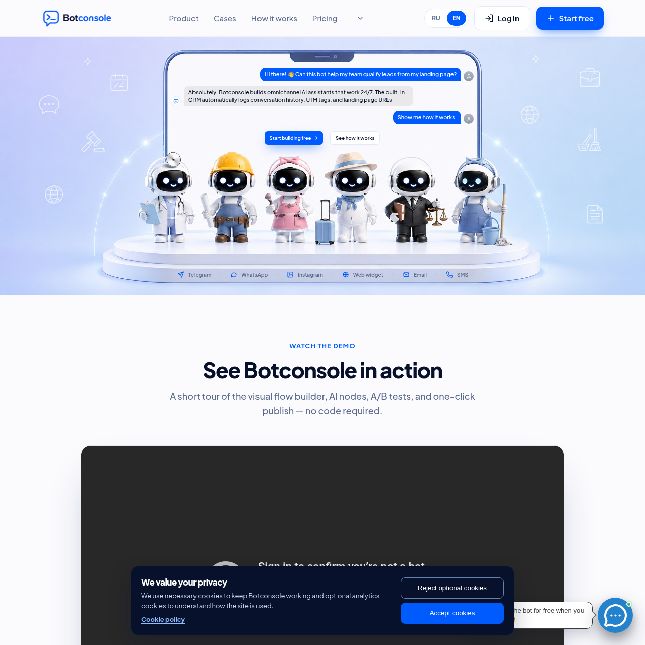 Omnichannel chatbot builder