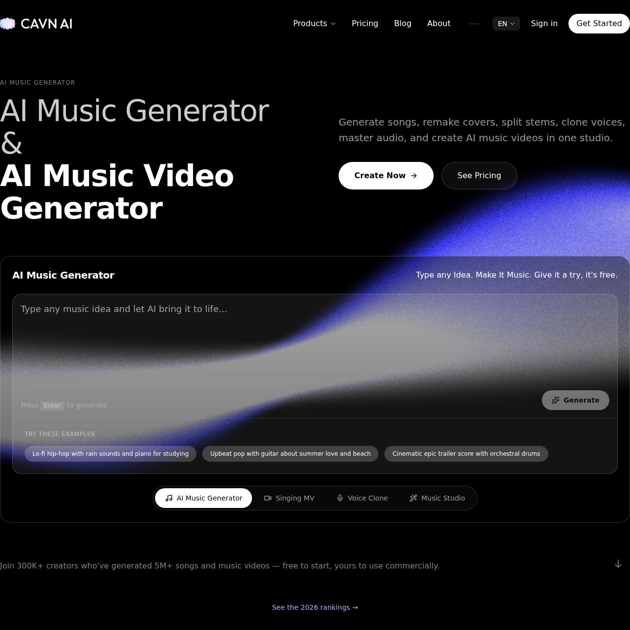 CAVN AI | AI Music Generator & AI Music Video Generator