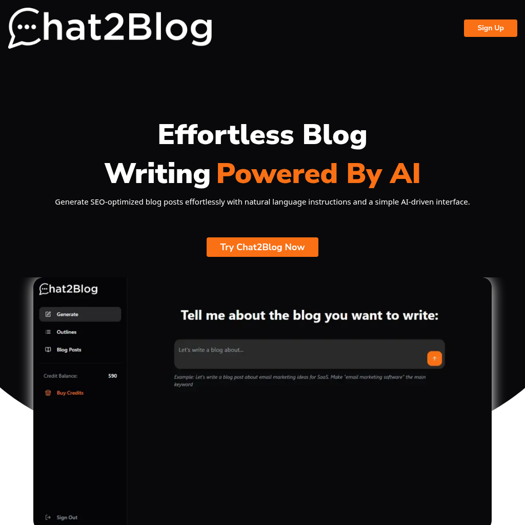 Chat2BlogAI: Effortless Blogging, Powered by AI