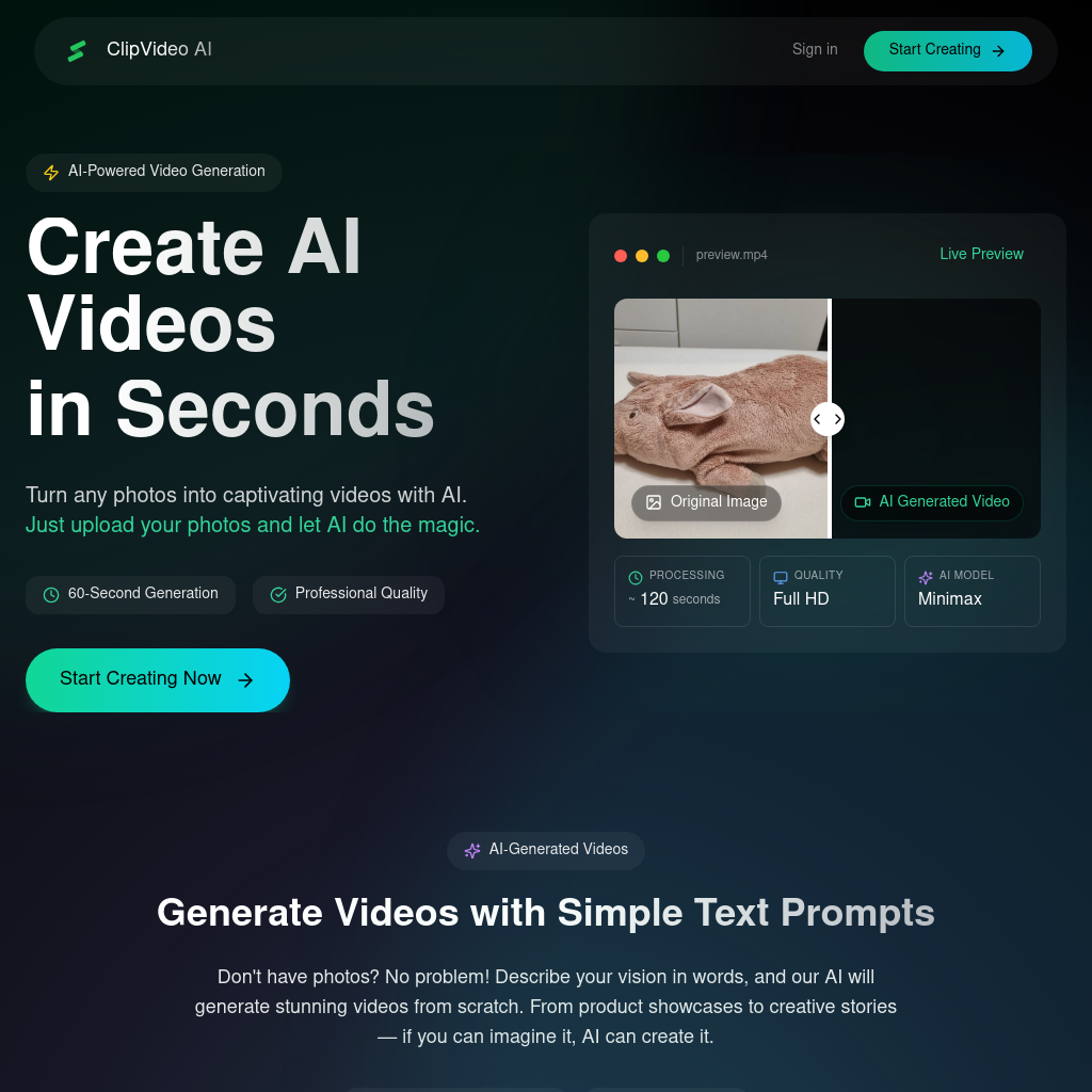 ClipVideo AI: Revolutionize Video Creation with AI | Instant Professional Videos