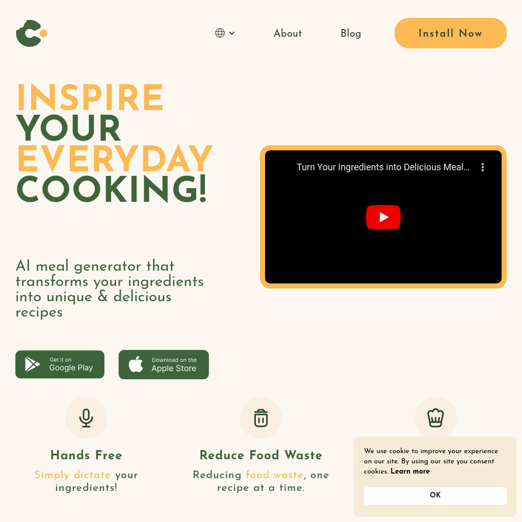 Cooking has never been easier! Transform your ingredients into unique and delicious recipes.