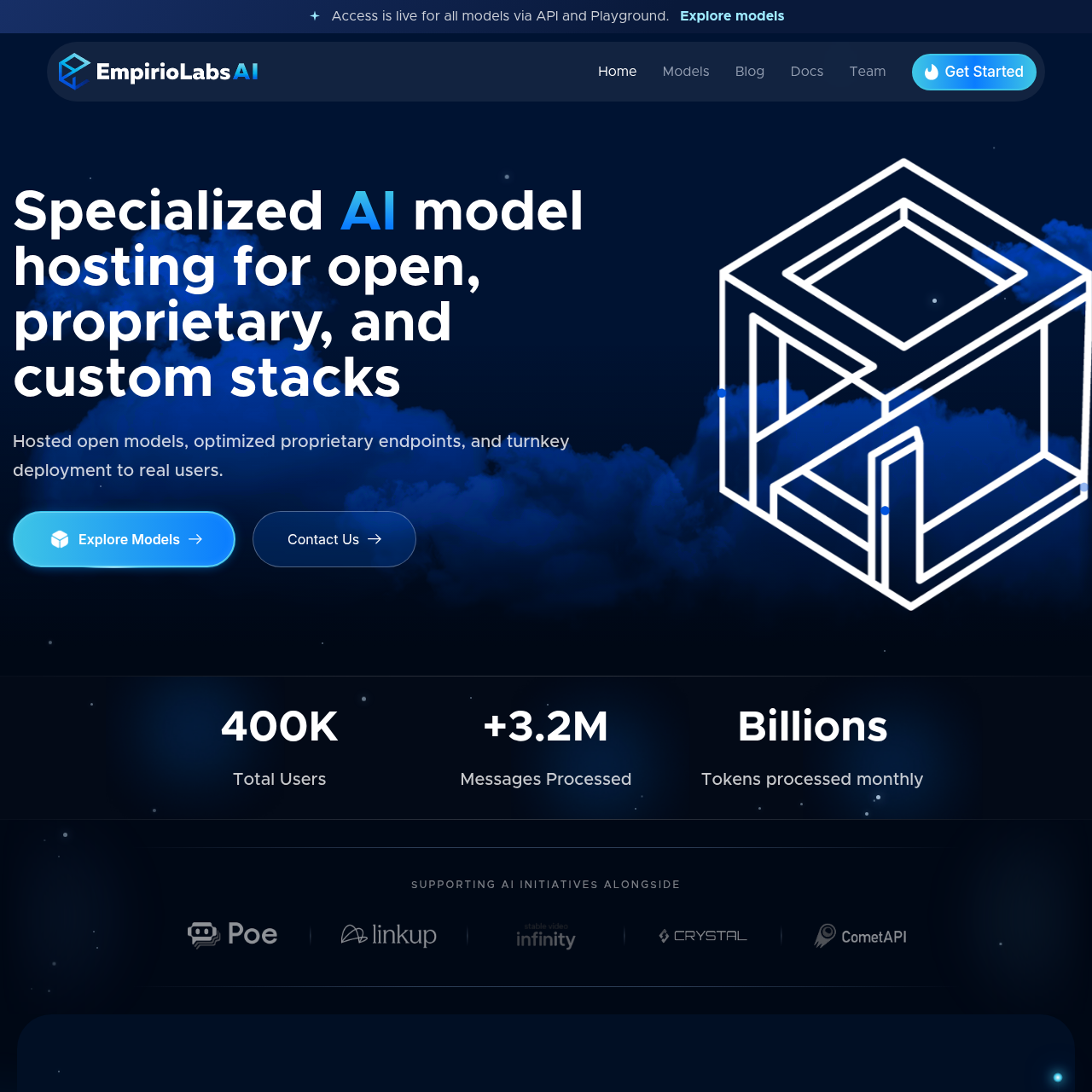 Specialized AI Model Hosting for Open, Proprietary, and Custom Stacks