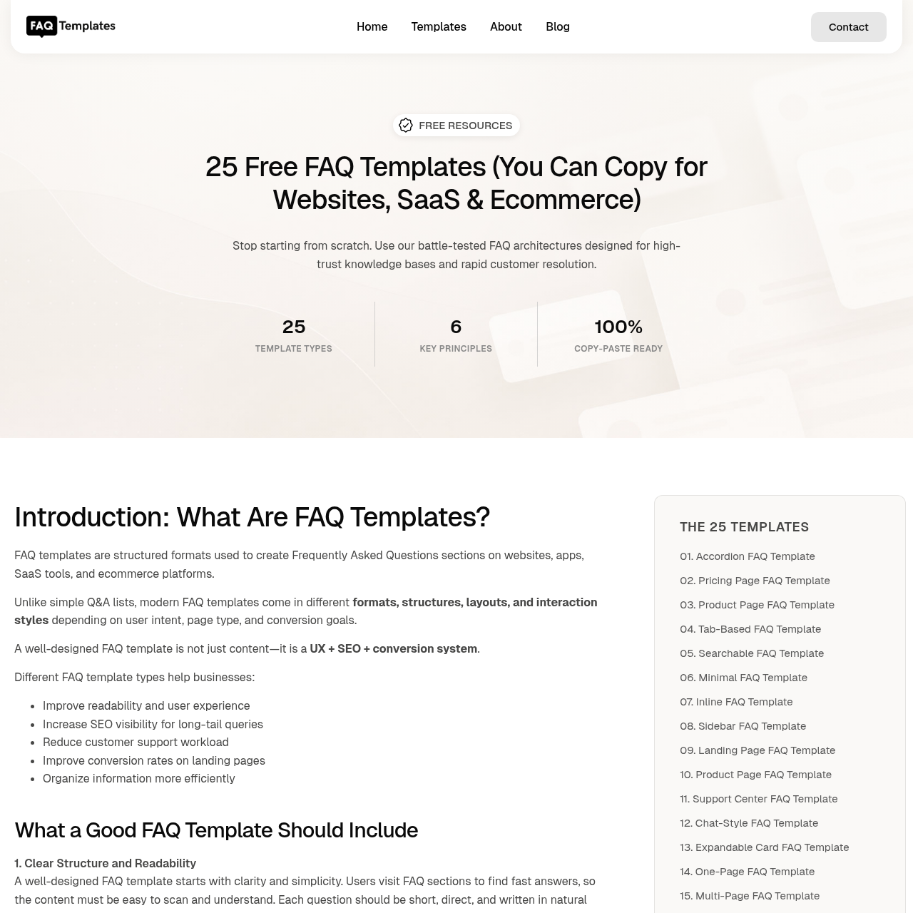 Get 25 Free, Copy-Ready FAQ Templates for SEO, UX, and Conversions