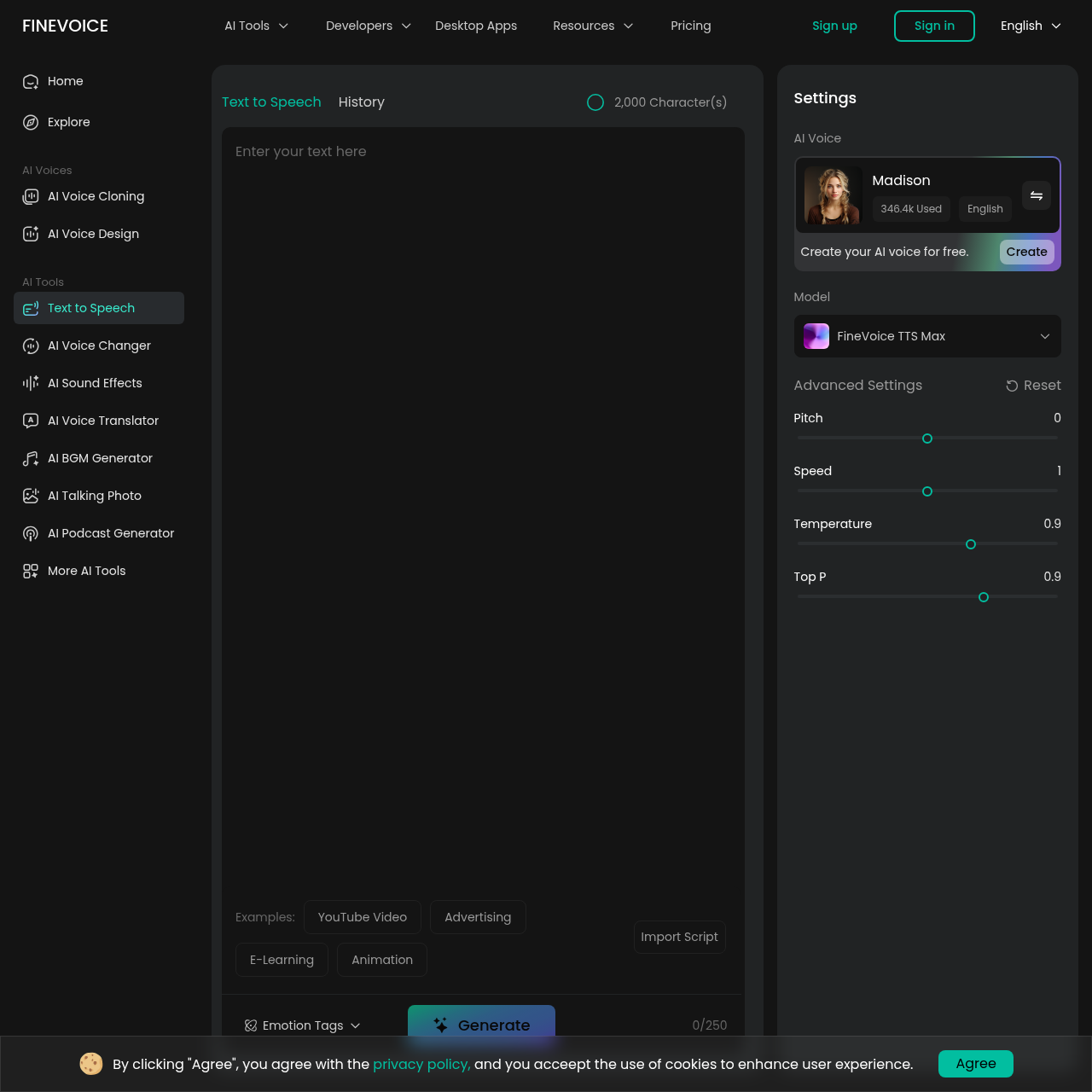 FineVoice Text to Speech: Transform Text into Lifelike Speech with 1500+ AI Voices