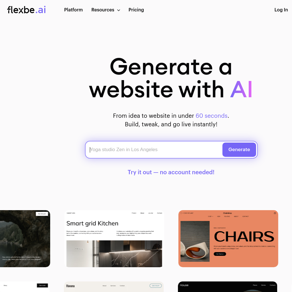 Flexbe.AI: Build a professional website with AI in under 60 seconds, without any coding knowledge. Perfect for entrepreneurs and professionals.