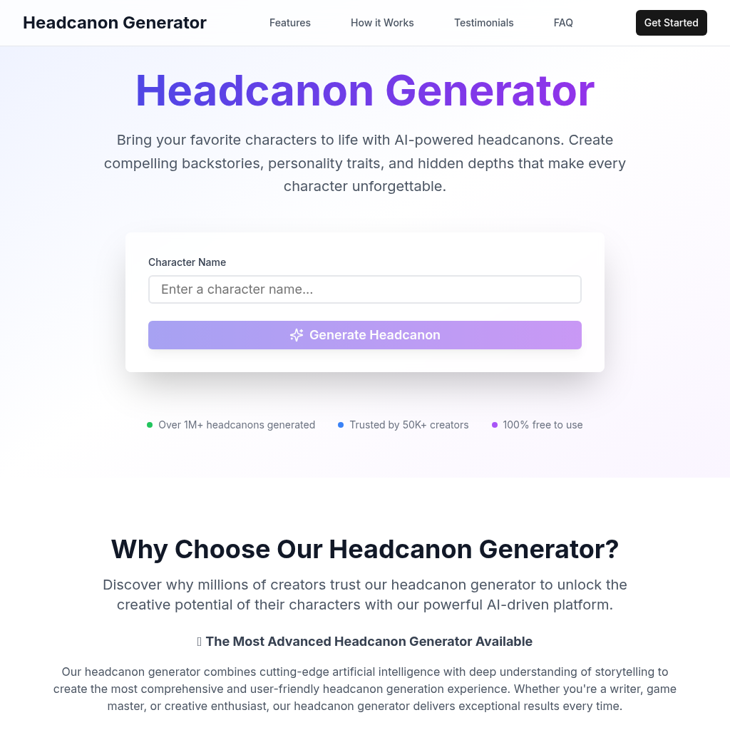 Headcanon Generator: Fuel Your Creativity with AI-Generated Headcanons