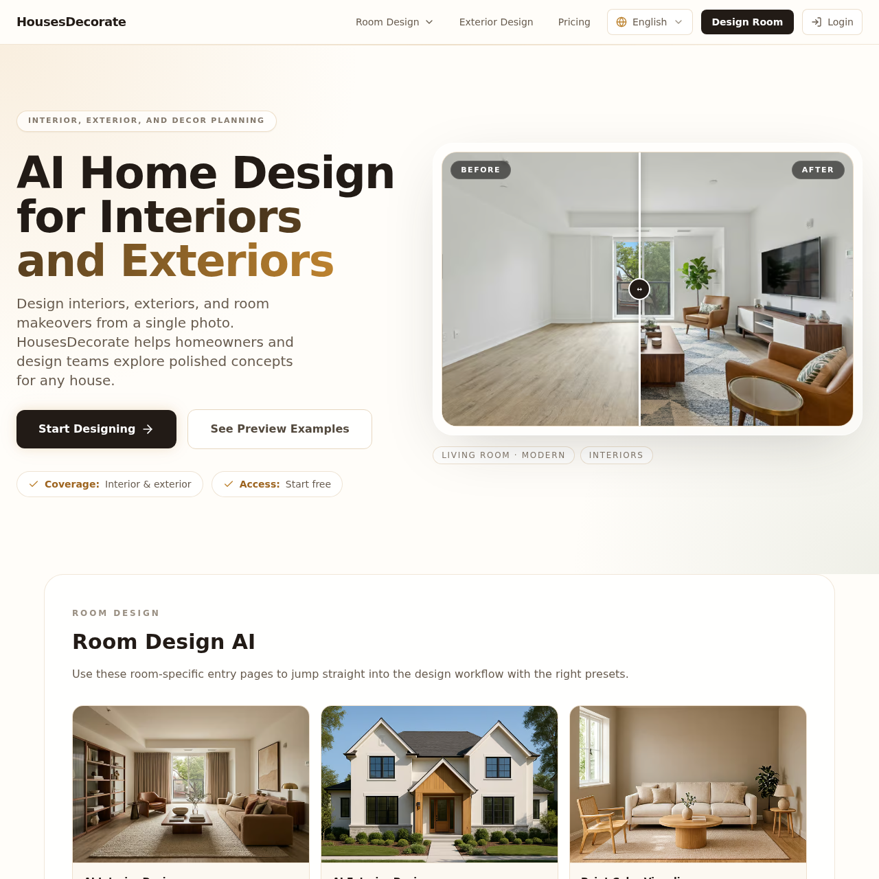 AI-Powered Home Design for Interiors and Exteriors