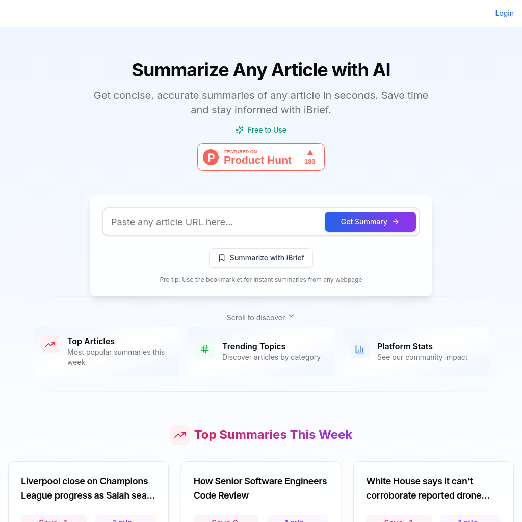 iBrief: Summarize Any Article in Seconds with AI