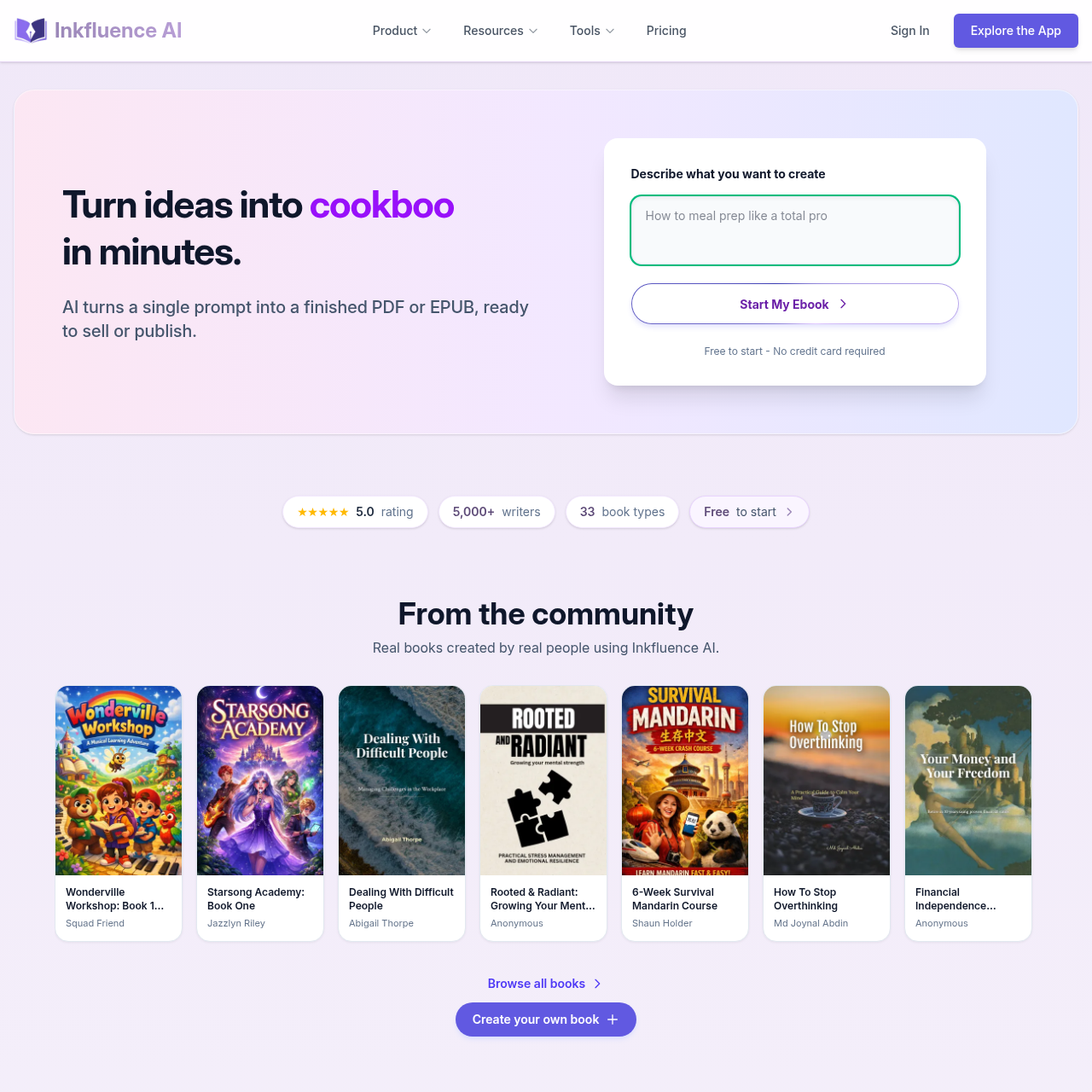 Inkfluence AI: Instantly Create Professional Ebooks, PDFs, and Lead Magnets with AI - No Design Skills Needed