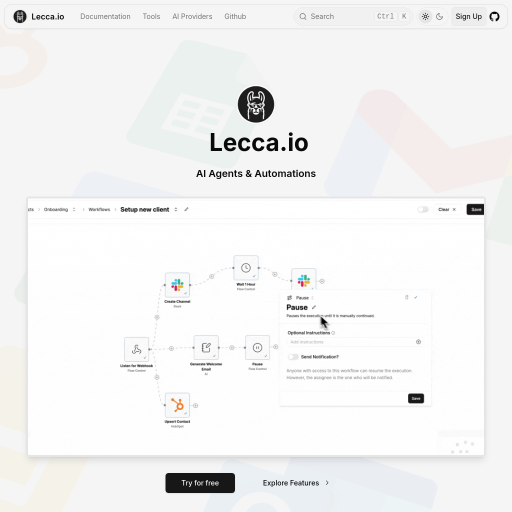 Lecca.io: Streamline Your Workflow with Lecca.io - No-code AI Agent and Automation Platform