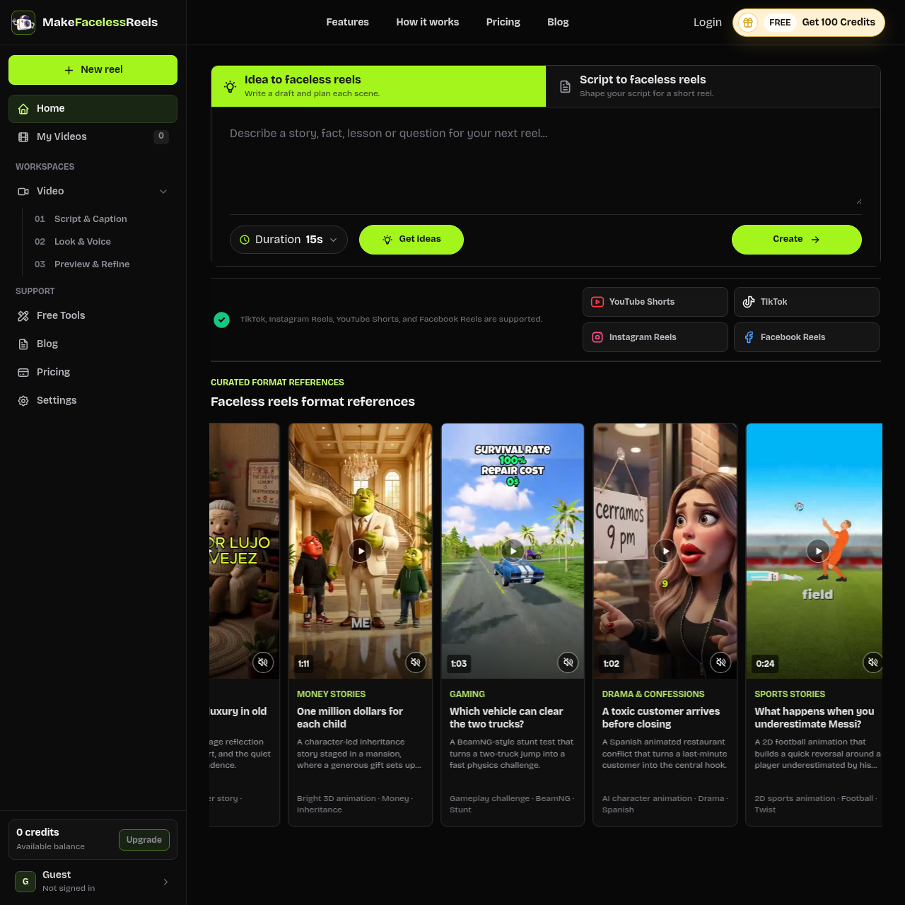 Faceless Reels Creator