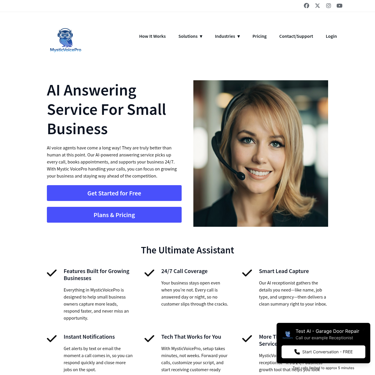 MysticVoicePro: AI-Powered Answering Service for Small Businesses: