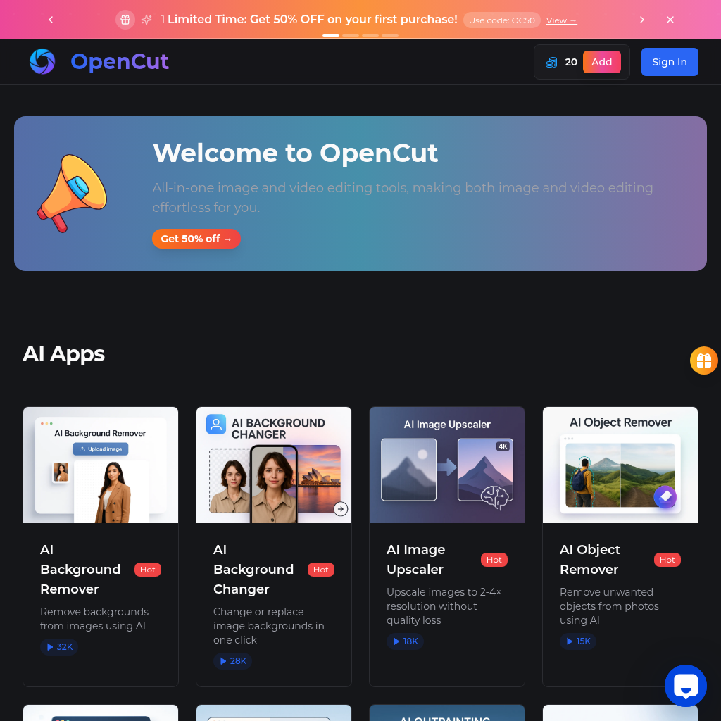 OpenCut: Unleash Your Creativity with OpenCut: The Ultimate AI Image Editor