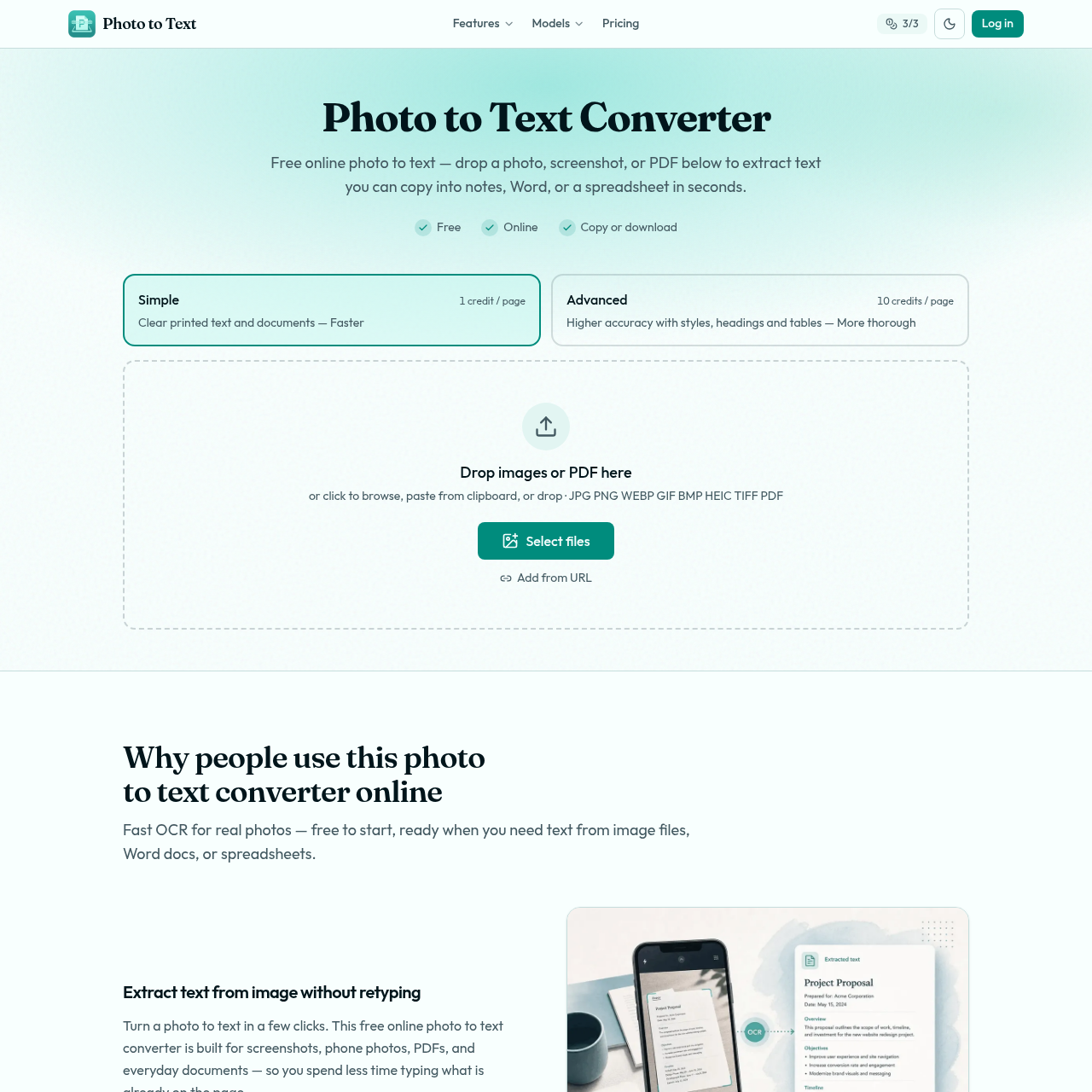 Extract text from images