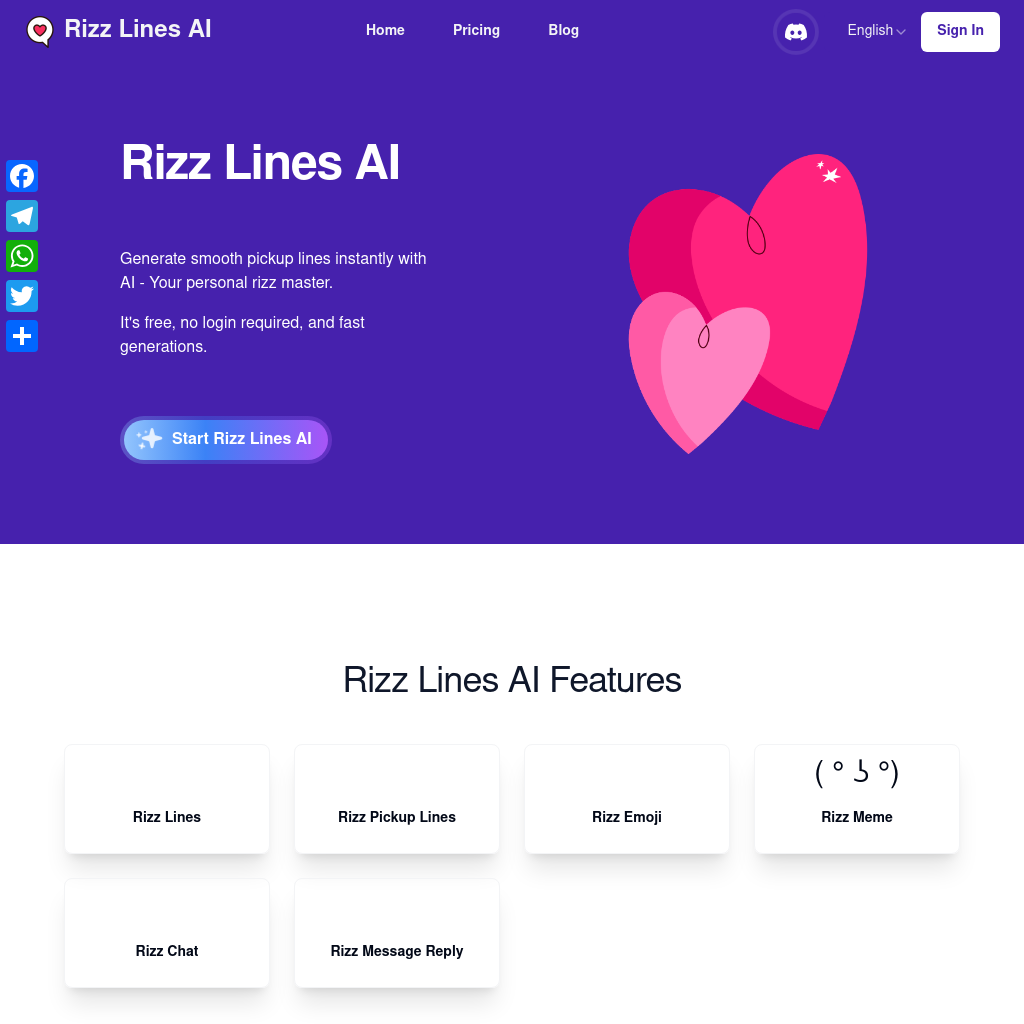 Rizz Lines AI: Rizz Lines AI: Crafting genius pickup lines, chat responses, and dating content