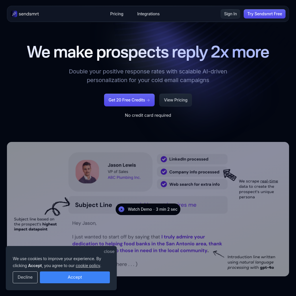 Sendsmrt: Revolutionize Cold Email Personalization with AI