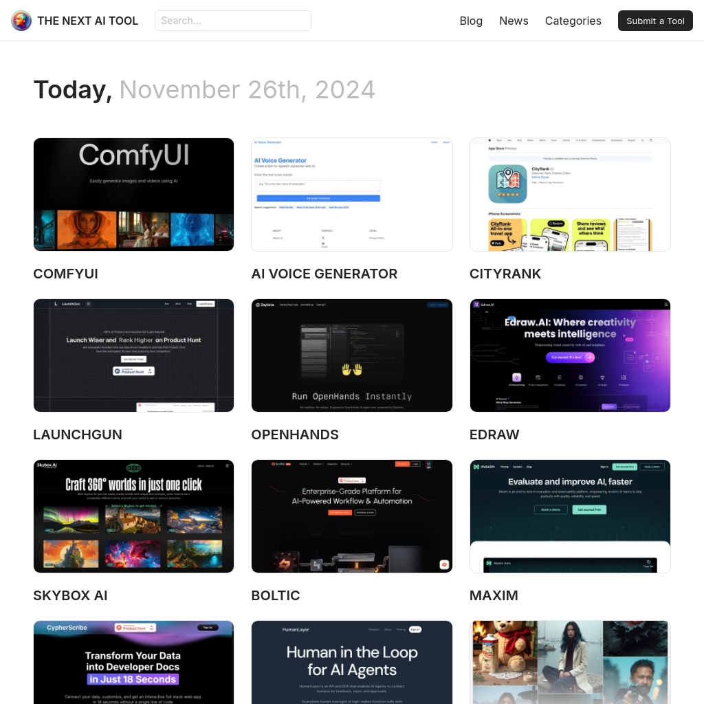 The Next AI Tool: Discover the latest and greatest AI tools, curated daily to simplify your search. 