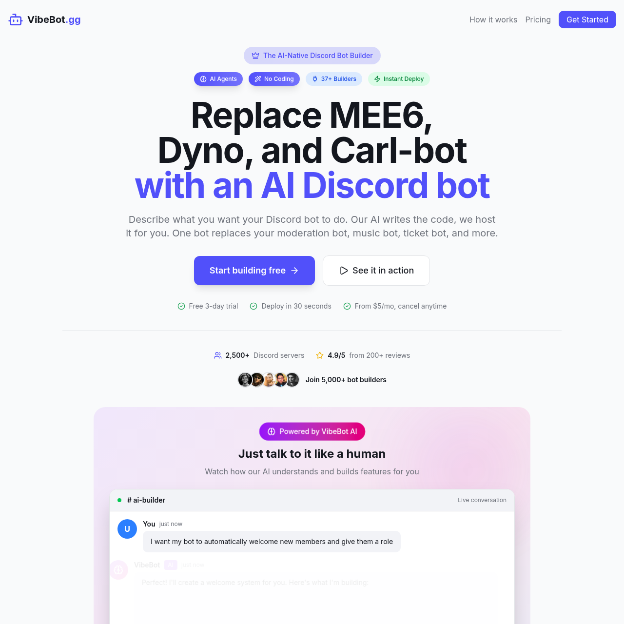 Effortless AI-Powered Discord Bot Creation Without Coding