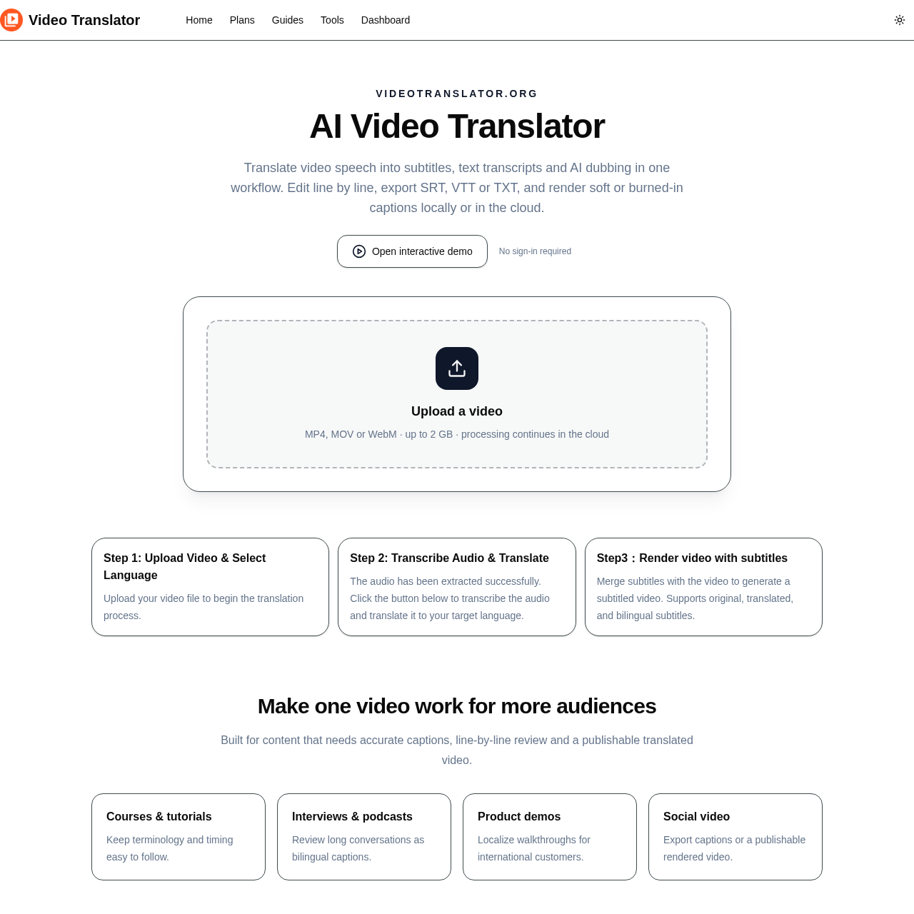 Translate videos to subtitles