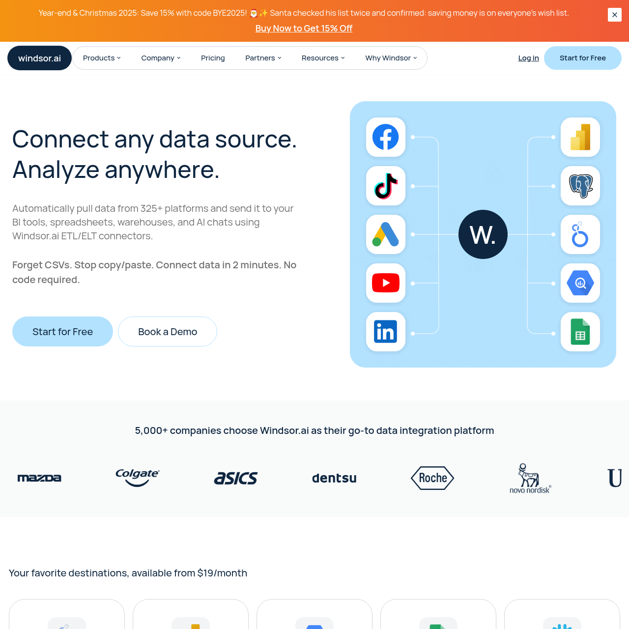 Windsor.ai: Automate data integration from 325+ sources in 2 minutes